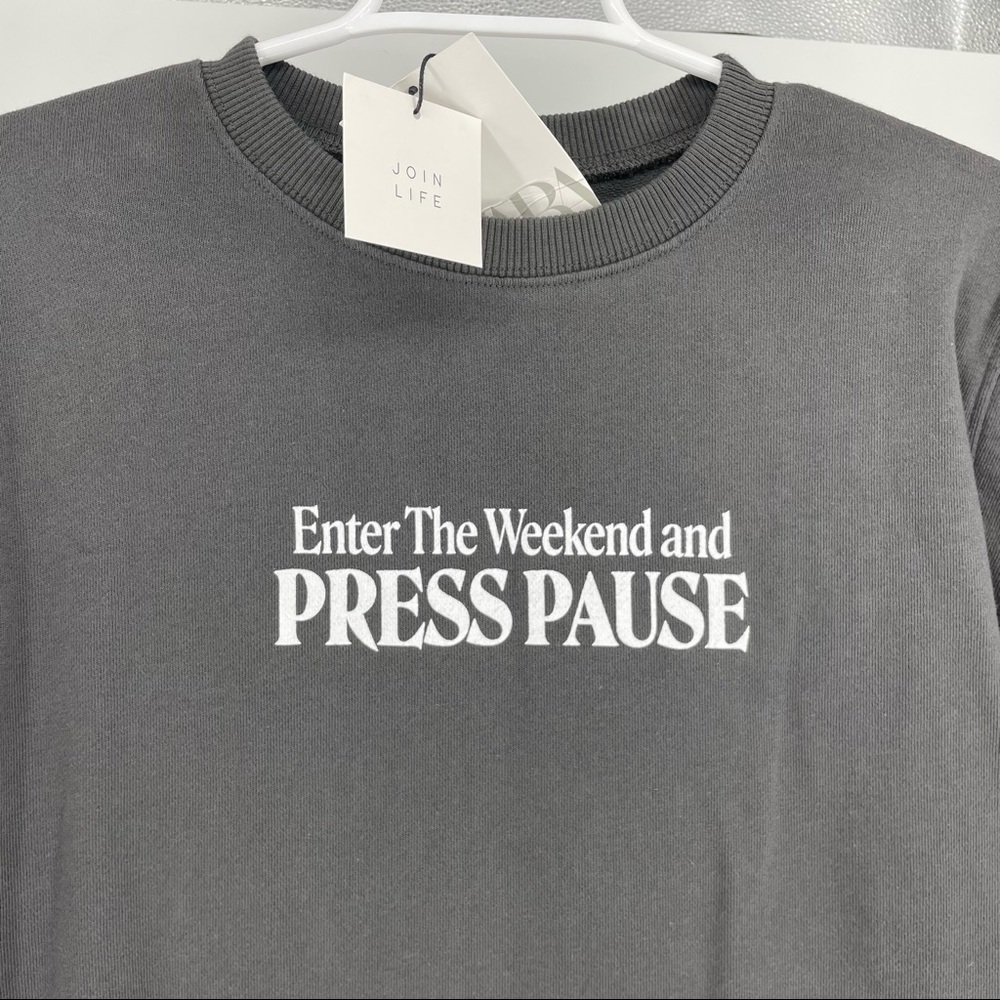 ZARA NWT WOMEN’S ENTER THE WEEKEND AND PRESS PAUSE DRESS SMALL GRAY - Picture 7 of 11